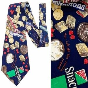 Vintage 90s Nicole Miller 100% Silk Tie Nabisco Snacks Pop Art Print Necktie